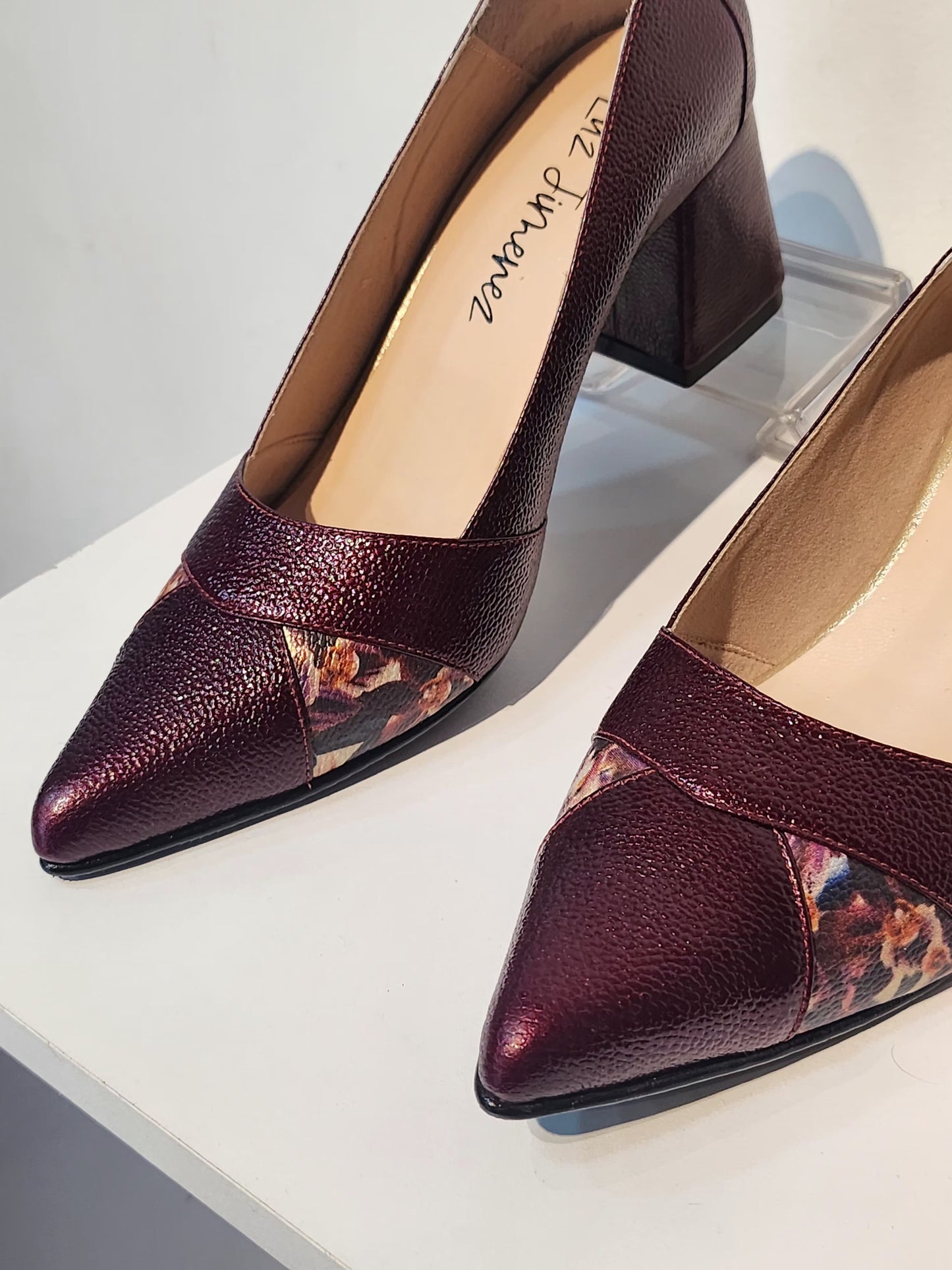 Shoes with leather print