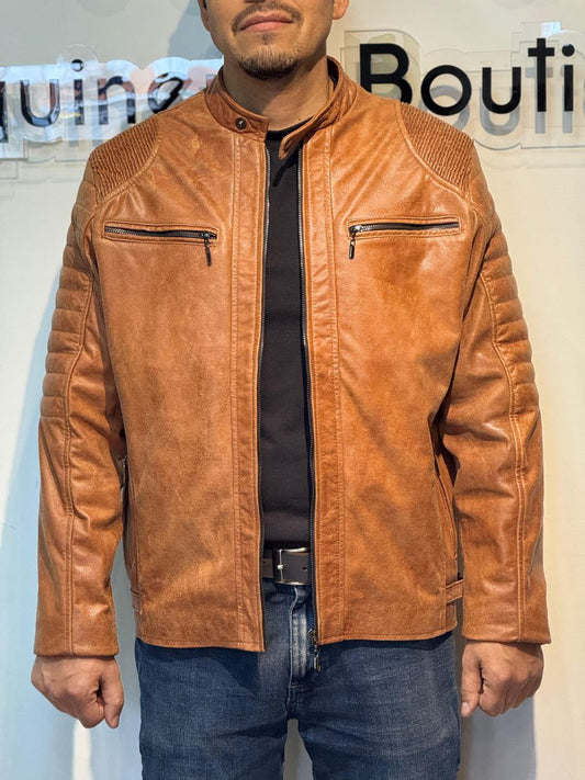 Chaqueta david Motera - Cuero con proceso de craquelado