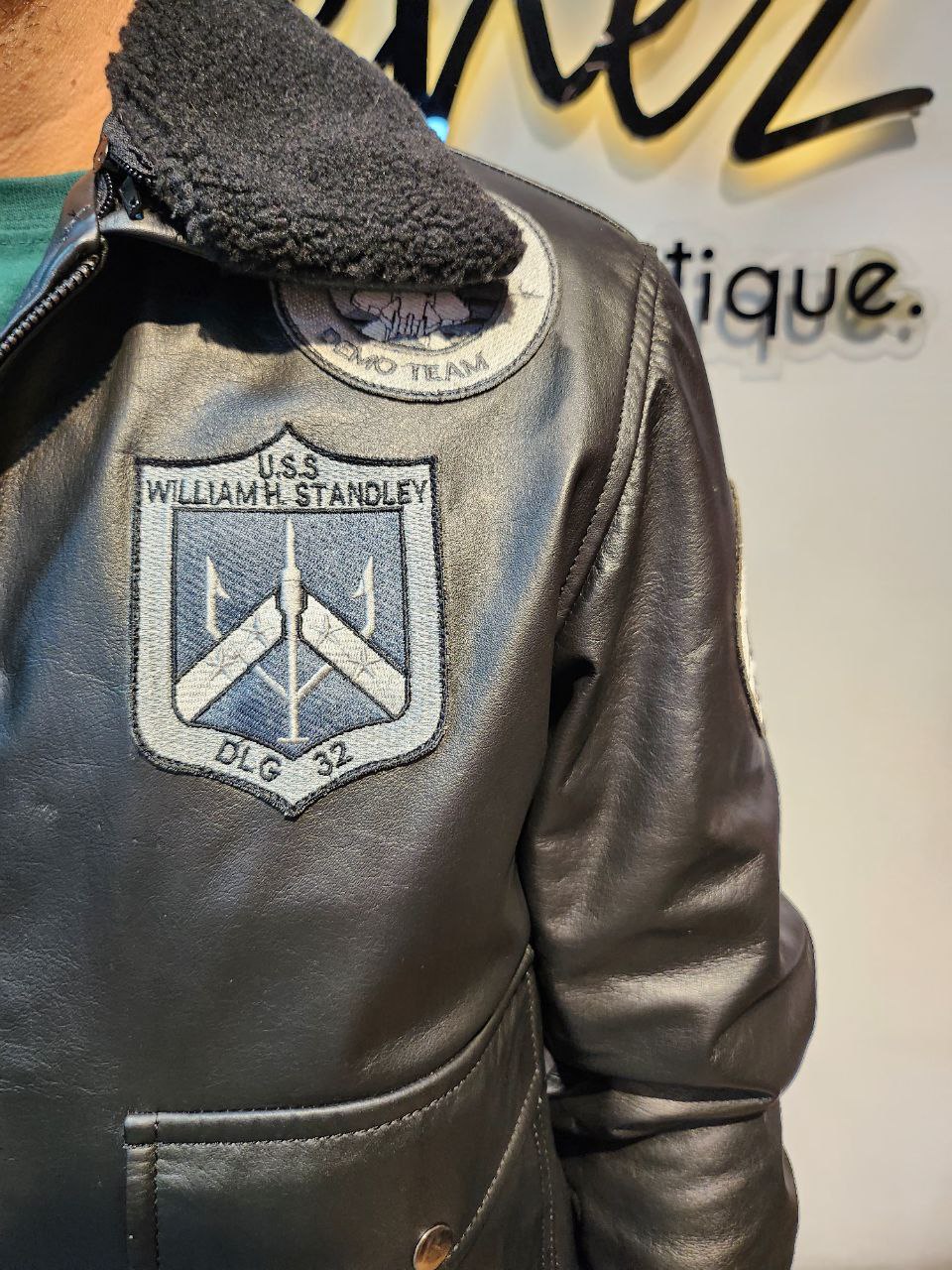 Pilot jacket with patches