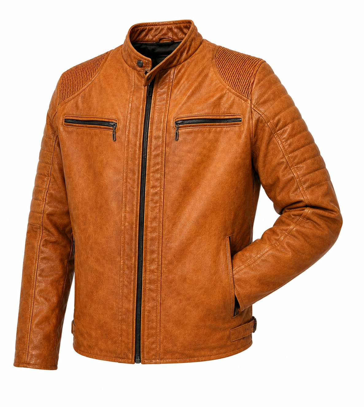 Chaqueta david Motera - Cuero con proceso de craquelado