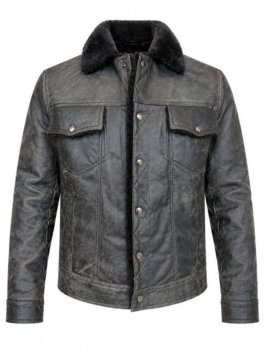 CHAQUETA LEVIS NEGRO RASPADO